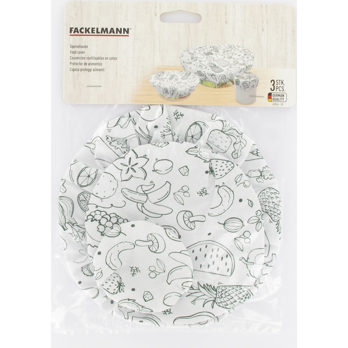 Lot de 3 films étirables réemployables en coton de 8 à 20 cm  Nature Fackelmann - Mathon - 5