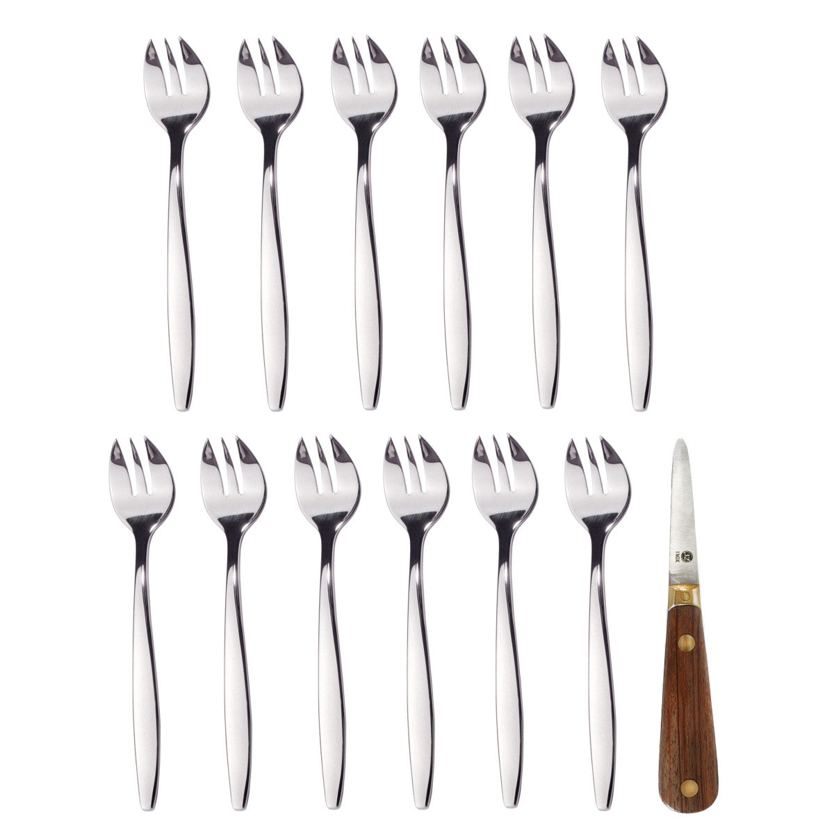 Lancette - Set à huîtres, 1 couteau et 12 fourchettes Amefa - Mathon - 1
