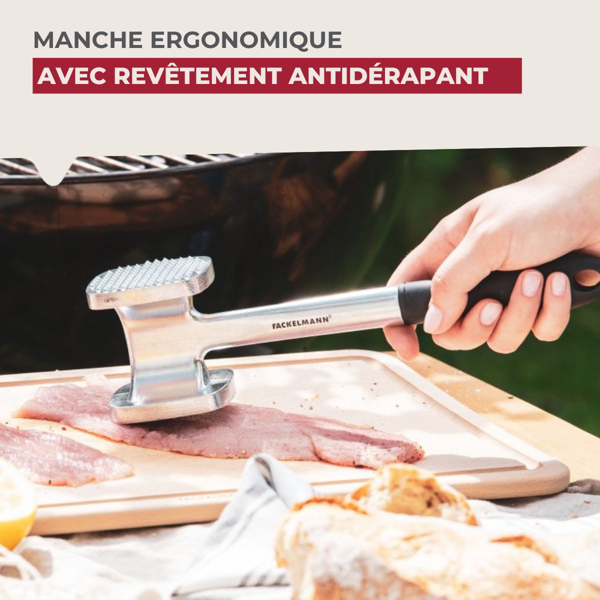 Attendrisseur à viande en aluminium 28 cm  Basic Fackelmann - Mathon - 7