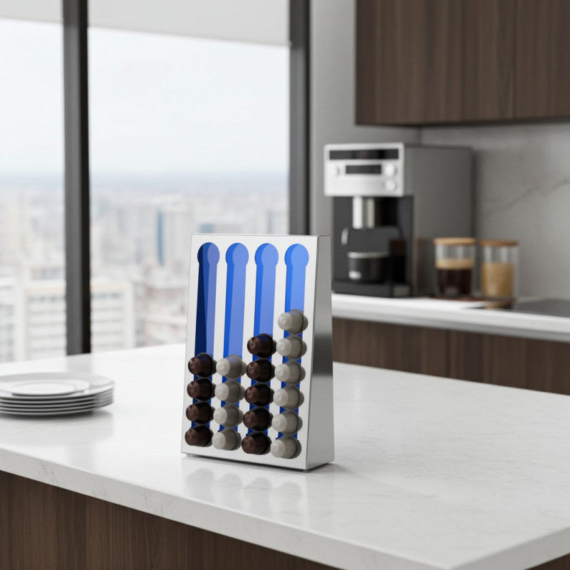 Support compatible avec les capsules de café Nespresso, 32 dosettes, Acier inoxydable, KAPSULAS Don Hierro - Mathon - 2