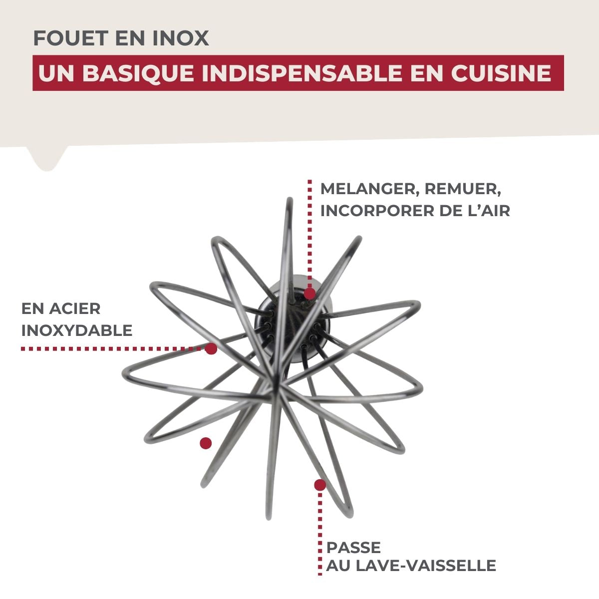 Fouet de cuisine et pâtisserie en inox 26 cm Fackelmann - Mathon - 7