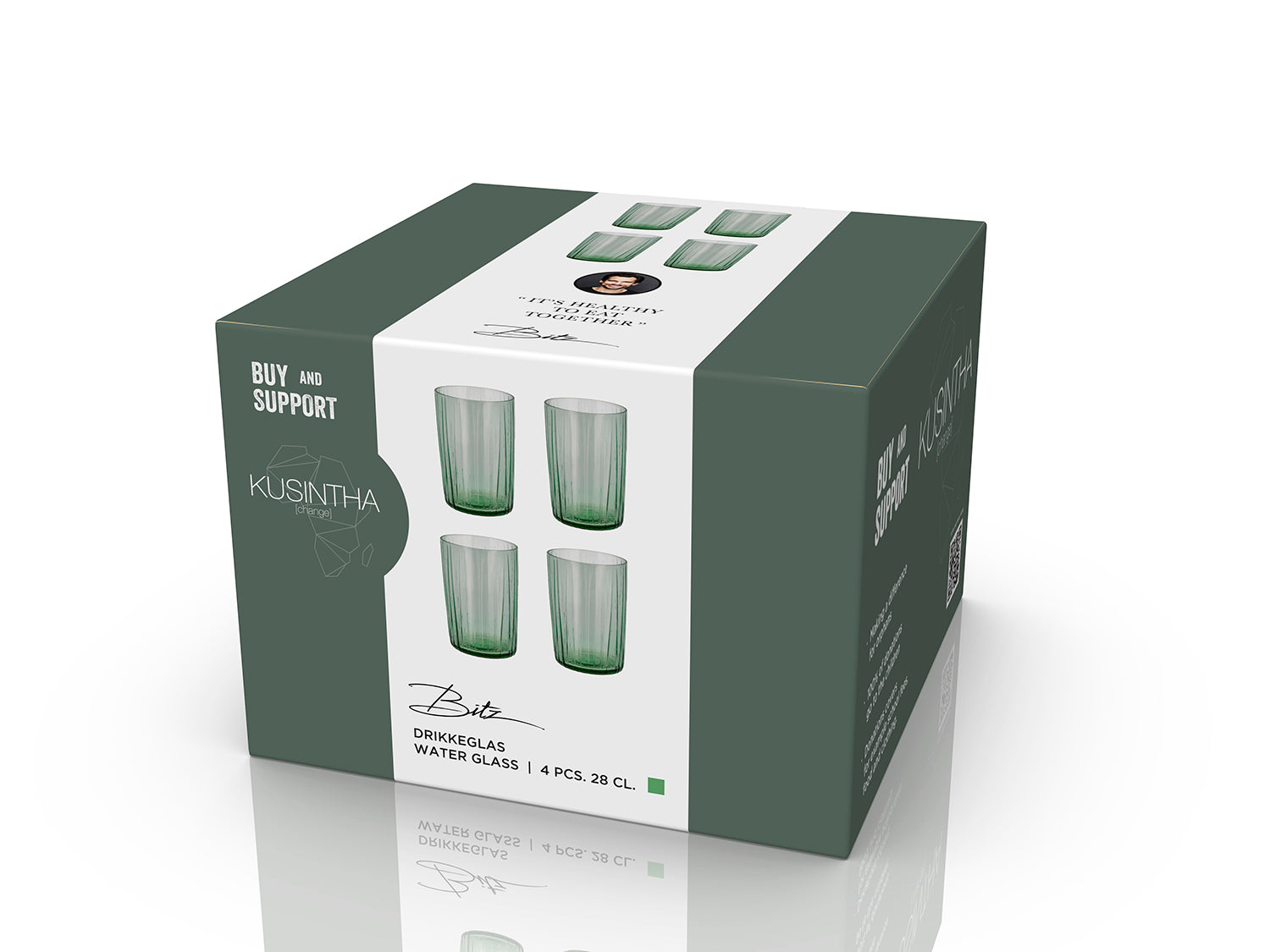 Set de 4 verres à eaux KUSINTHA Vert Bitz - Mathon - 2