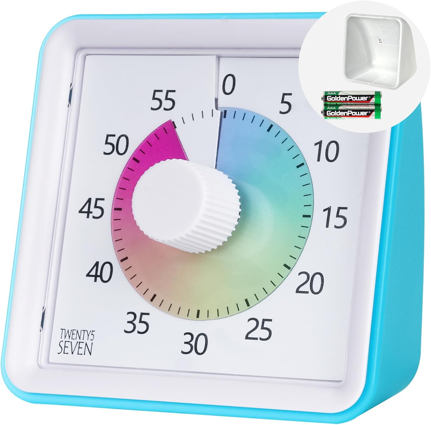 Minuteur visuel avec étui de Protection, Compte à rebours de 60 Minutes bleu blanc Vendos85 - Mathon