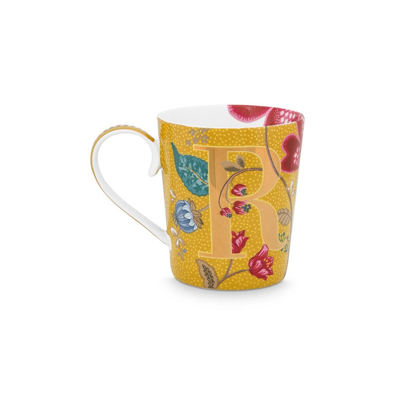 Mug Alphabet Blushing Birds Jaune - R - 350ml Pip Studio - Mathon