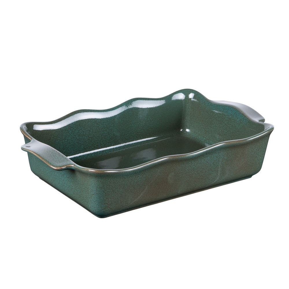 Plat à four rectangle Ely 36x21x8 cm vert Table passion - Mathon - 1