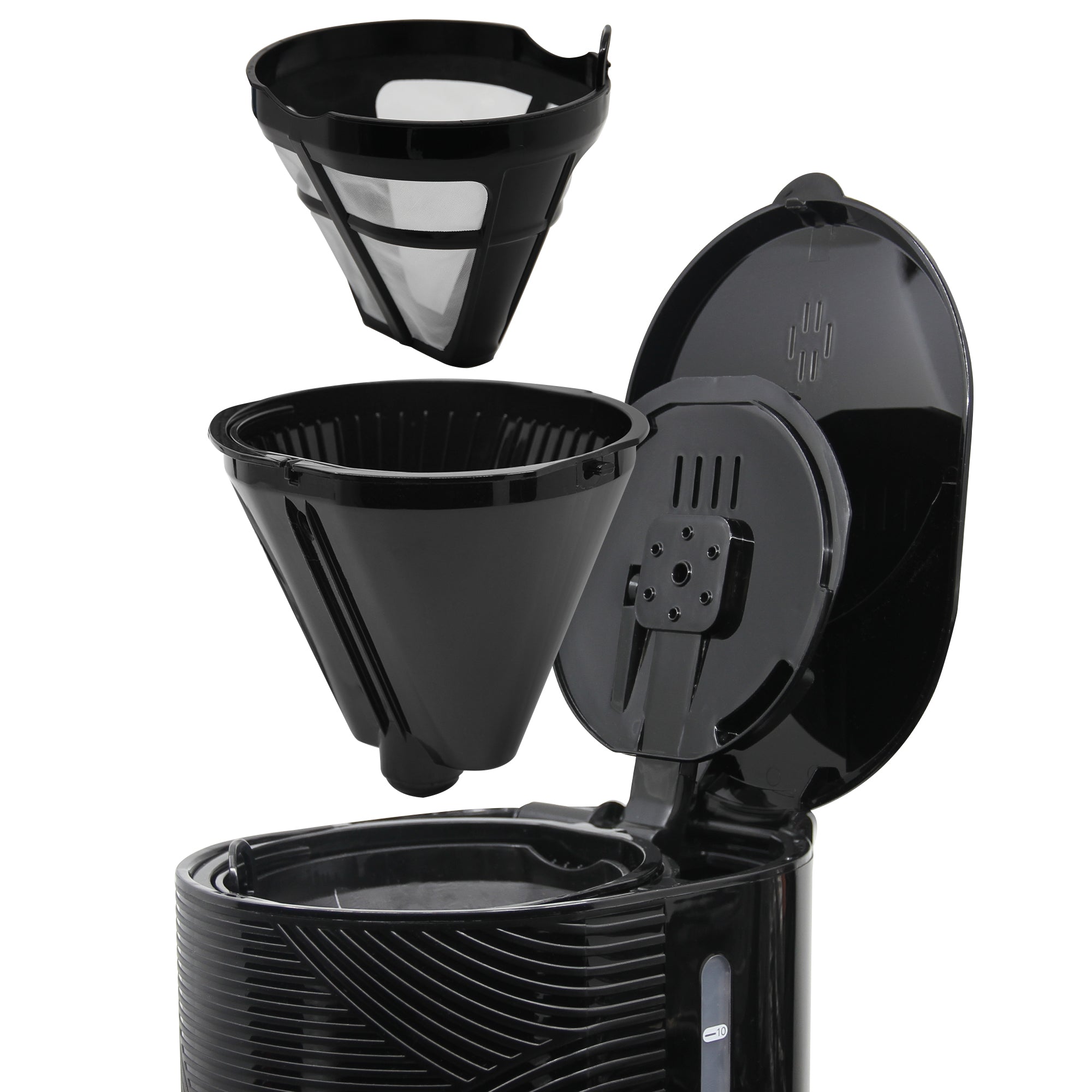 Elegance Cafetière Filtre 10 Tasses Machine à Café, Filtre Réutilisable 1,25L 1000 Noir CM1171BLK - Mathon - 8