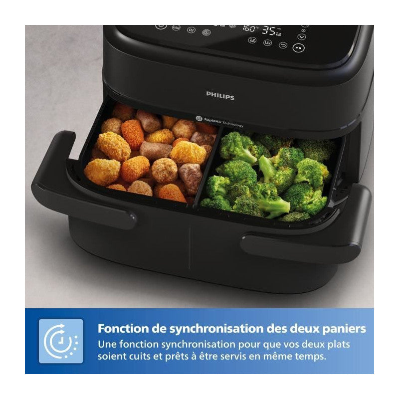 Friteuse Sans Huile   - Airfryer Xxl Na351/00 - Capacité 7,1l - Double Cuve - 6 Préréglages - 2450w Philips - Mathon - 3