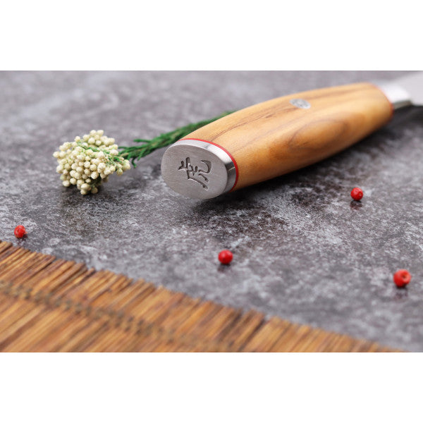 Couteau modèle santoku Wusaki Fujiko 18cm manche en olivier Wusaki - Mathon - 6