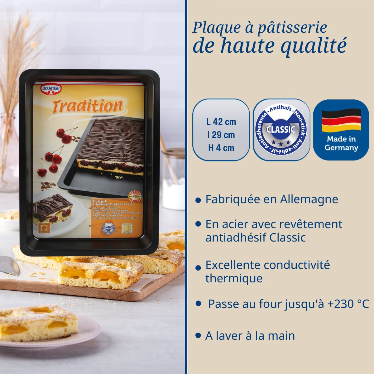 Plaque à pâtisserie à rebord extra haut 42 x 29 cm Dr Oetker Tradition Dr. Oetker - Mathon - 3