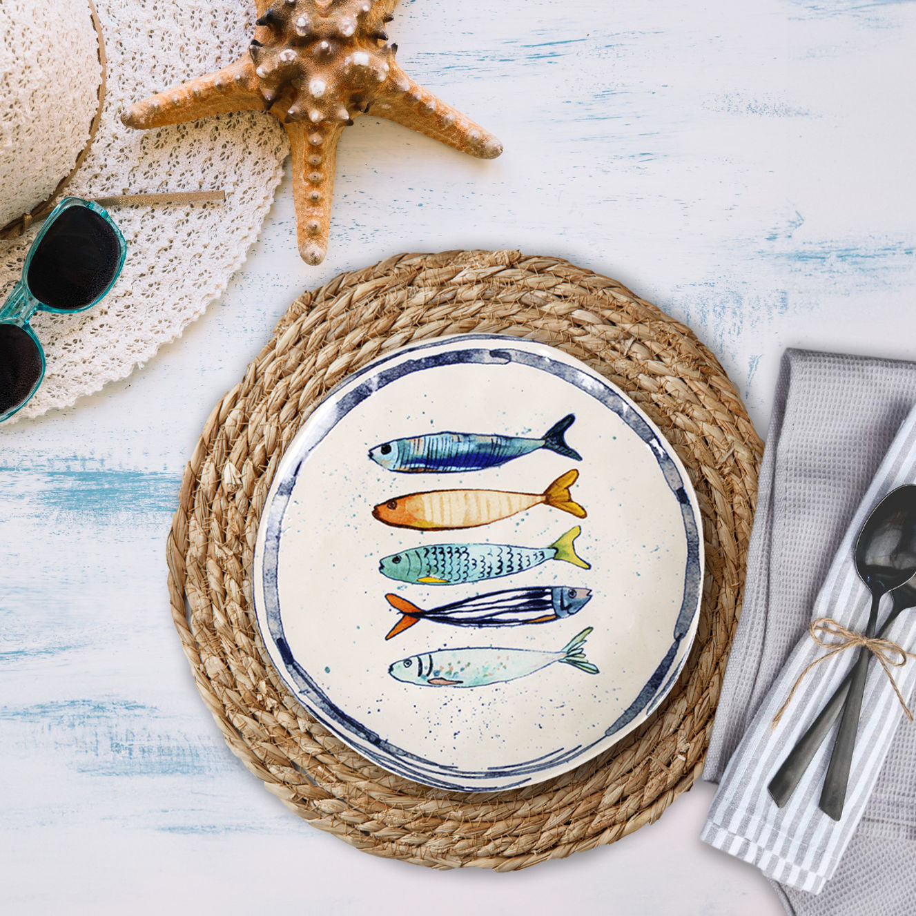 6 assiettes à dessert 20cm Peixe La Mediterranea - Mathon - 3