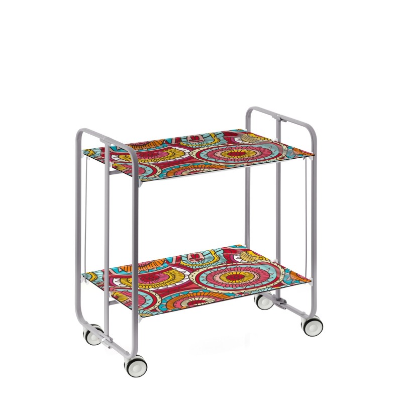 Desserte pliante 2 niveaux avec roulettes – structure gris aluminium, bauhaus Don Hierro - Mathon - 1