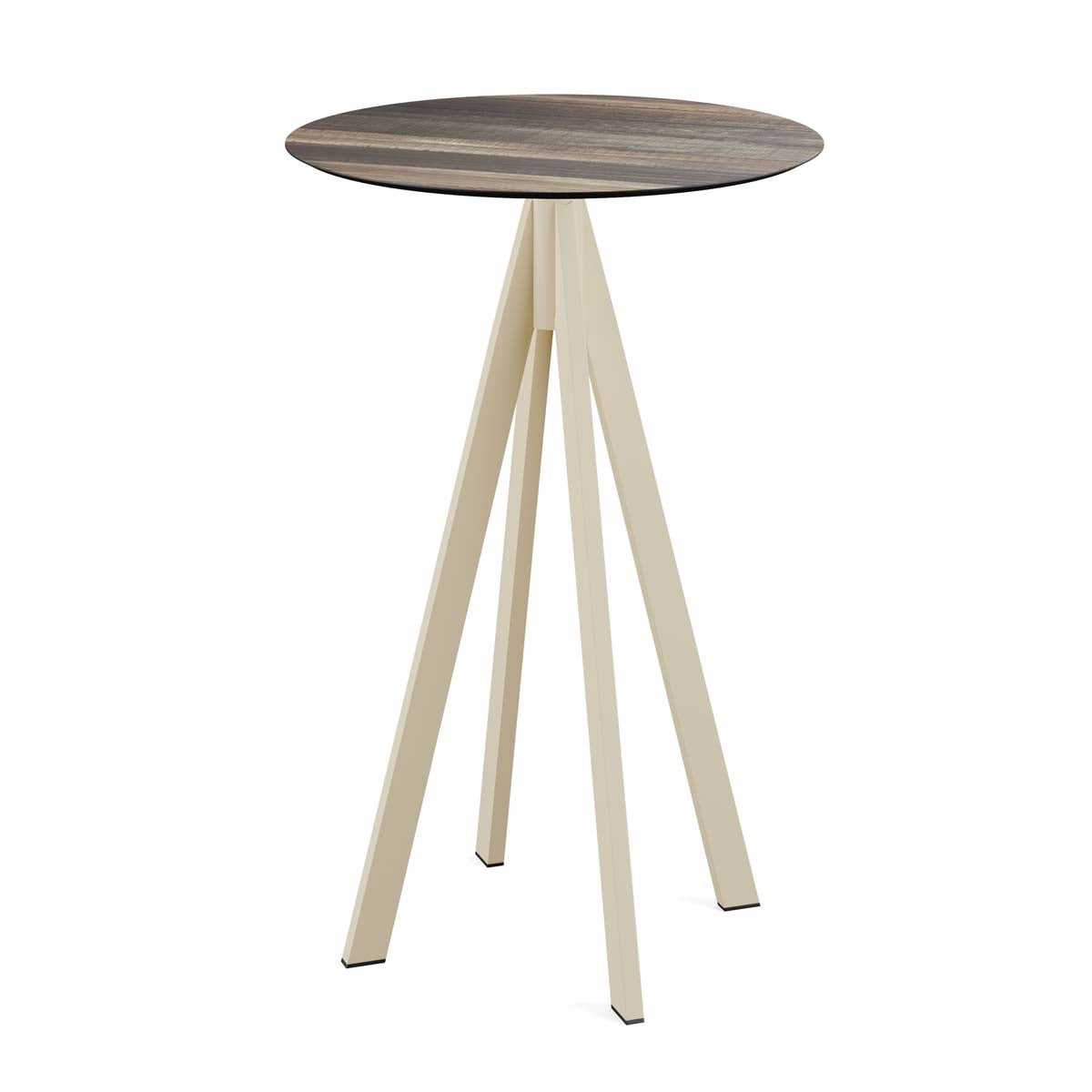 Mange-debout Infinity avec piètement sable + plateau HPL aspect bois Ø70 cm - Veba - Mathon
