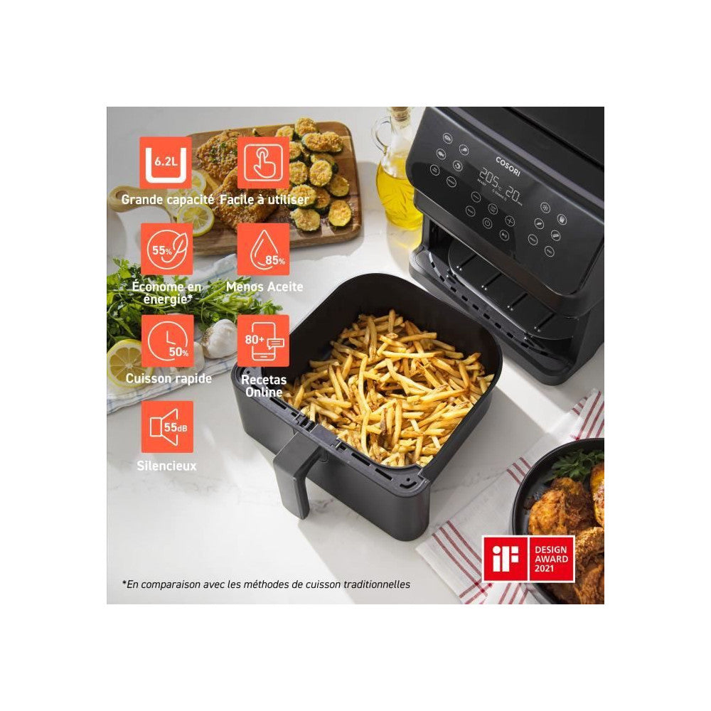 Friteuse Sans Huile -   - Premium Ii Chef Edition - Capacité 6,2 L - 12 Programmes - Pack 50 Papiers Cuisson - 1700 W - No Cosori - Mathon - 2