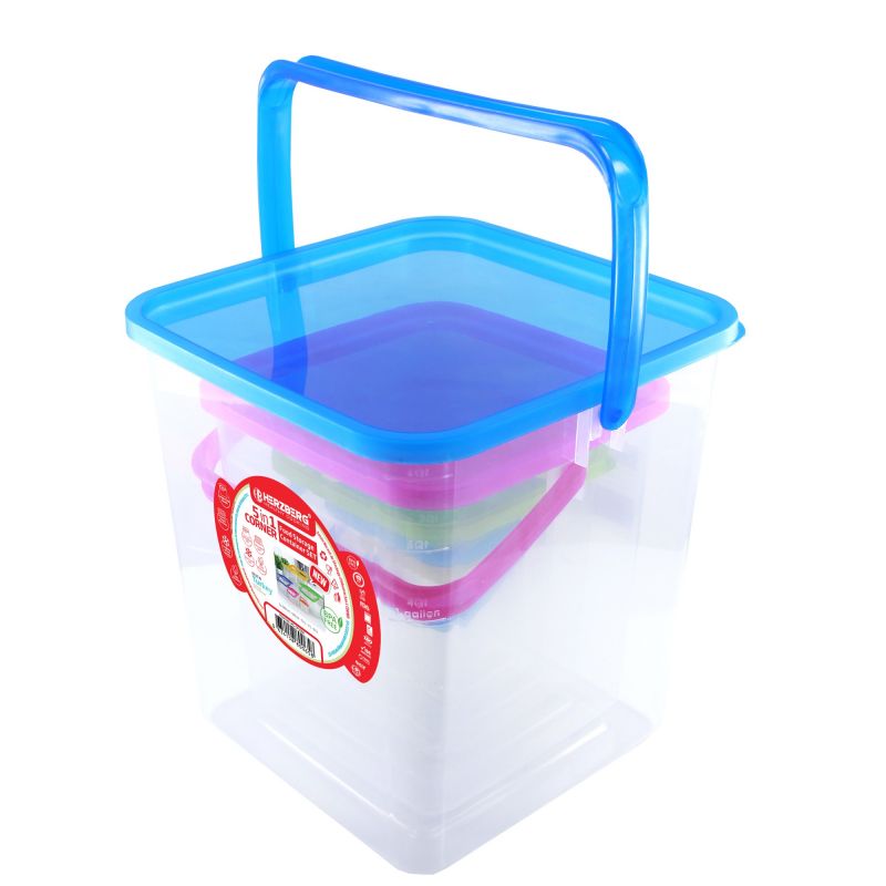 Ensemble de boites de conservations alimentaires 5 pièces avec poignées Herzberg HGCFS5N1 Herzberg - Mathon - 2