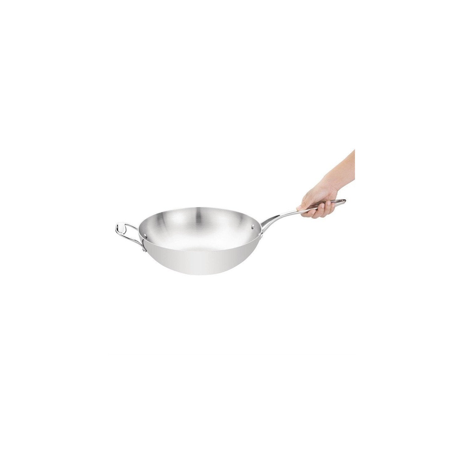 Wok inox triple épaisseur à fond plat -  31cm Vogue - Mathon - 2
