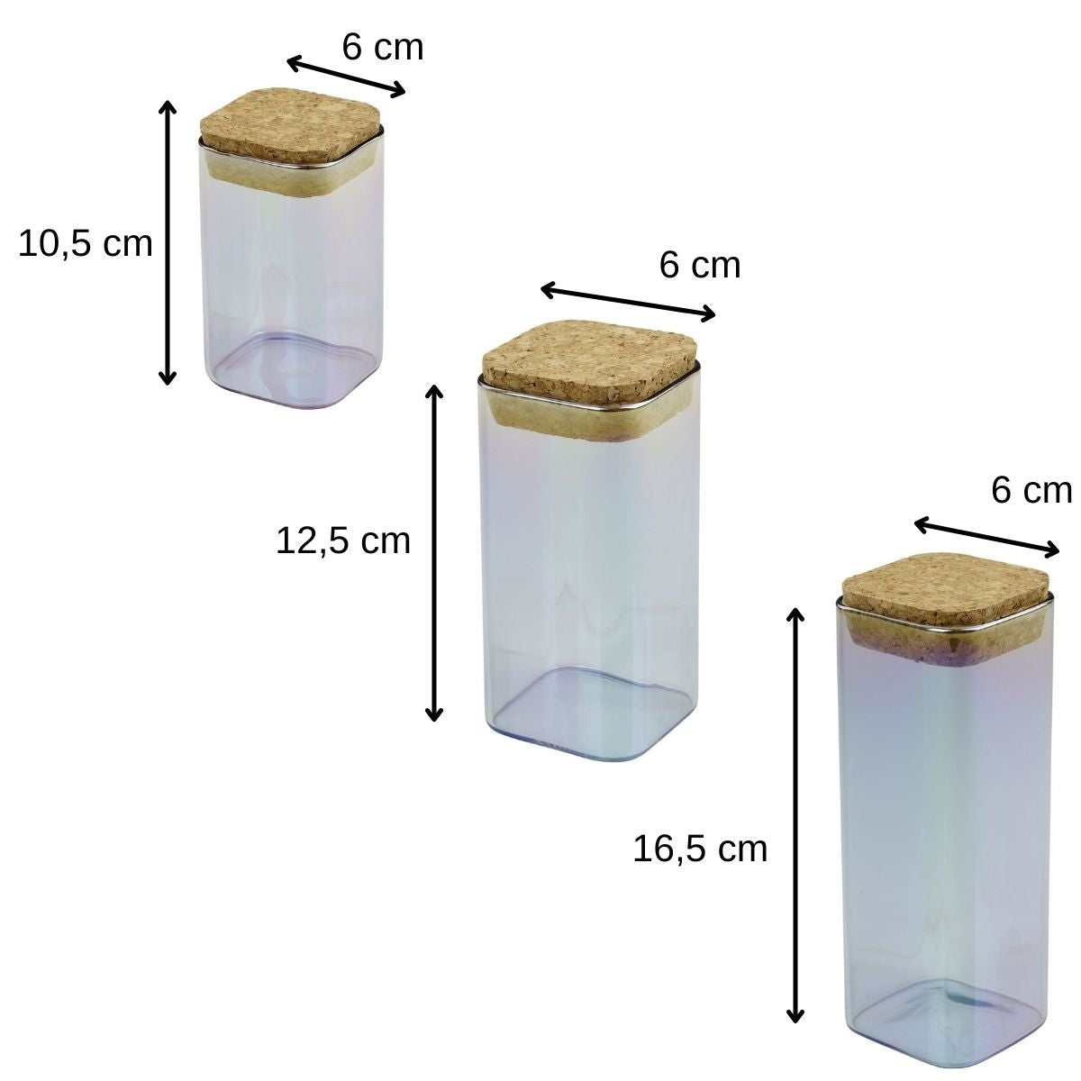 Set de 3 boîtes de conservation en verre avec couvercle 280 ml + 330 ml + 450 ml Tasty Green Tasty - Mathon - 3