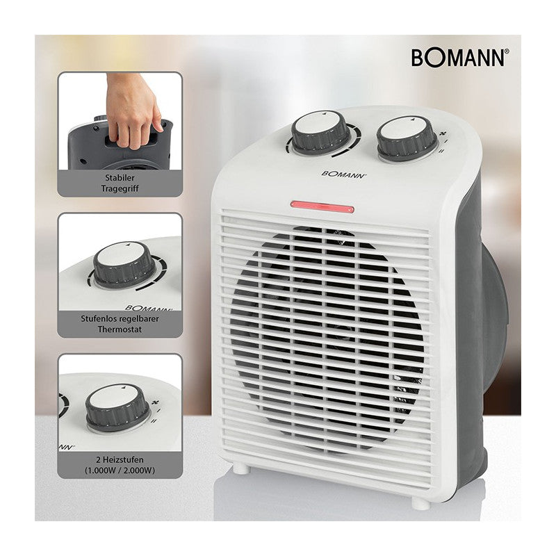 Chauffage soufflant 2000W Bomann HL 6040 CB Blanc Bomann - Mathon - 3