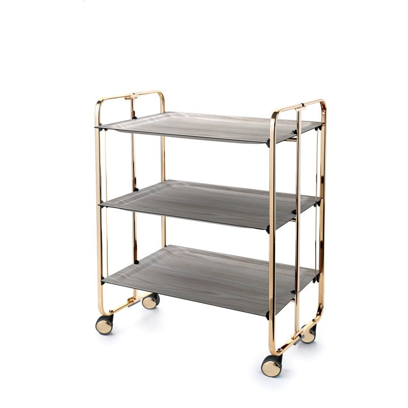 Desserte pliante 3 niveaux avec roulettes – structure recouverte d