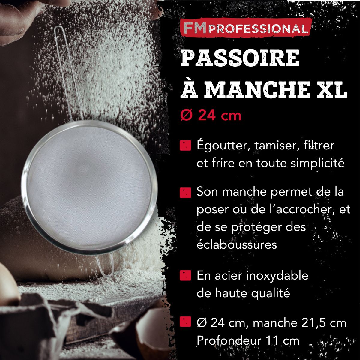 Passoire inox XL 24 cm FM Professional - Mathon - 3