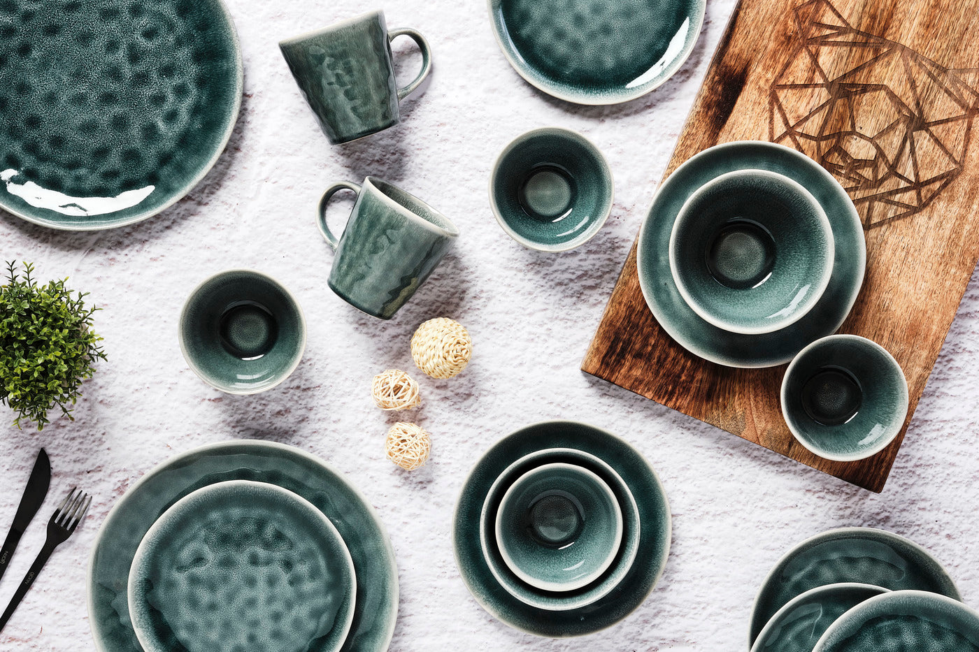 Lot de 6 mugs en grès bleu 40cl Björn - Mathon - 6