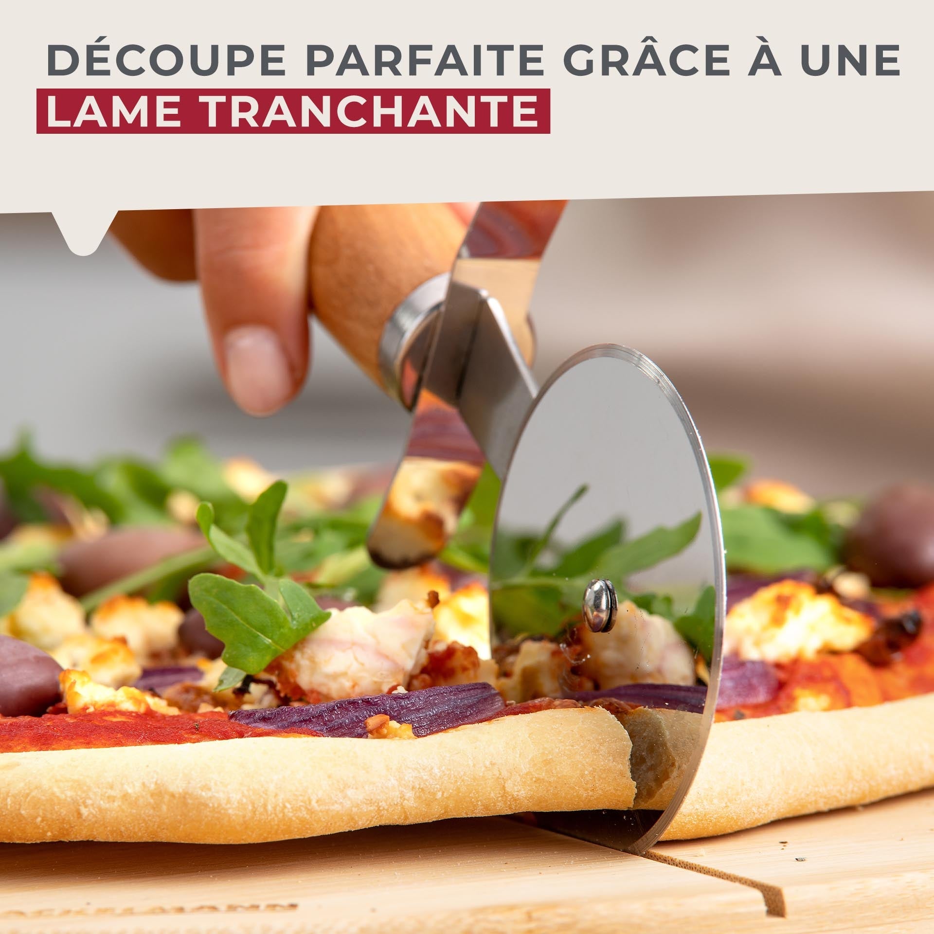 Roulette à pizza manche en bois 31 cm  Pizza & Pasta Fackelmann - Mathon - 4