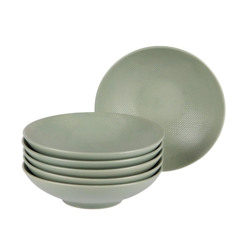 Assiette creuse Vésuvio sauge 19 cm (lot de 6) Table passion - Mathon - 1