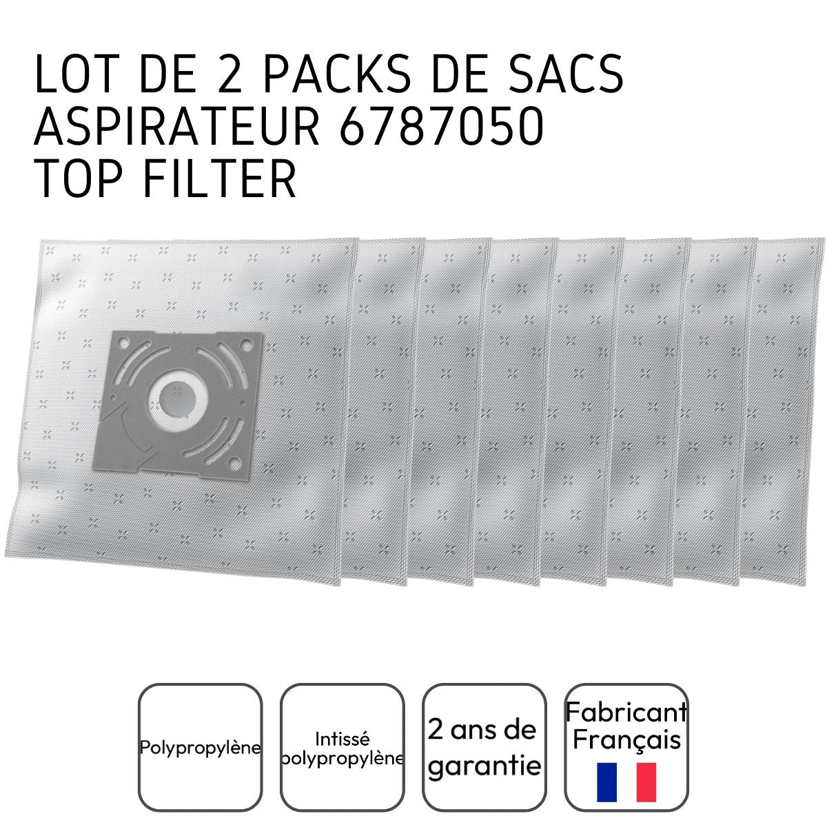 Lot de 2 packs de 8 sacs aspirateur 6787050 Bosch et Siemens TopFilter TopFilter - Mathon - 3