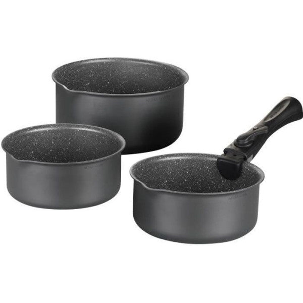 Set De 3 Casseroles Gris Mat 16-18-20 Cm + 1 Poignée Amovible - Alumin Arthur Martin - Mathon - 1