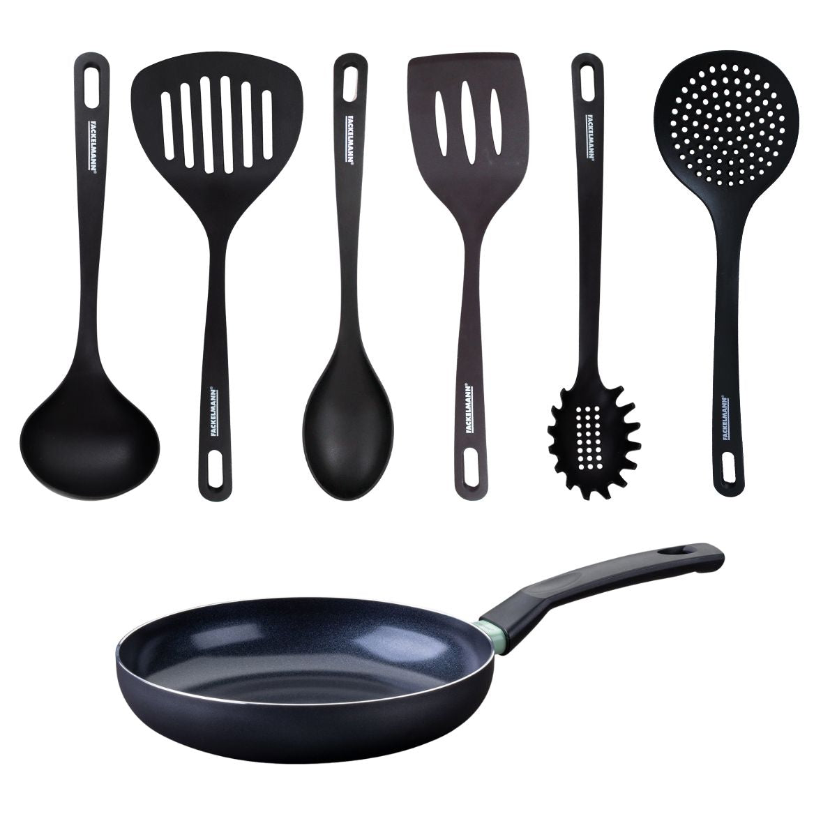 Set poêle antiadhésive céramique 24 cm et 6 ustensiles  Brandao Fackelmann - Mathon - 1