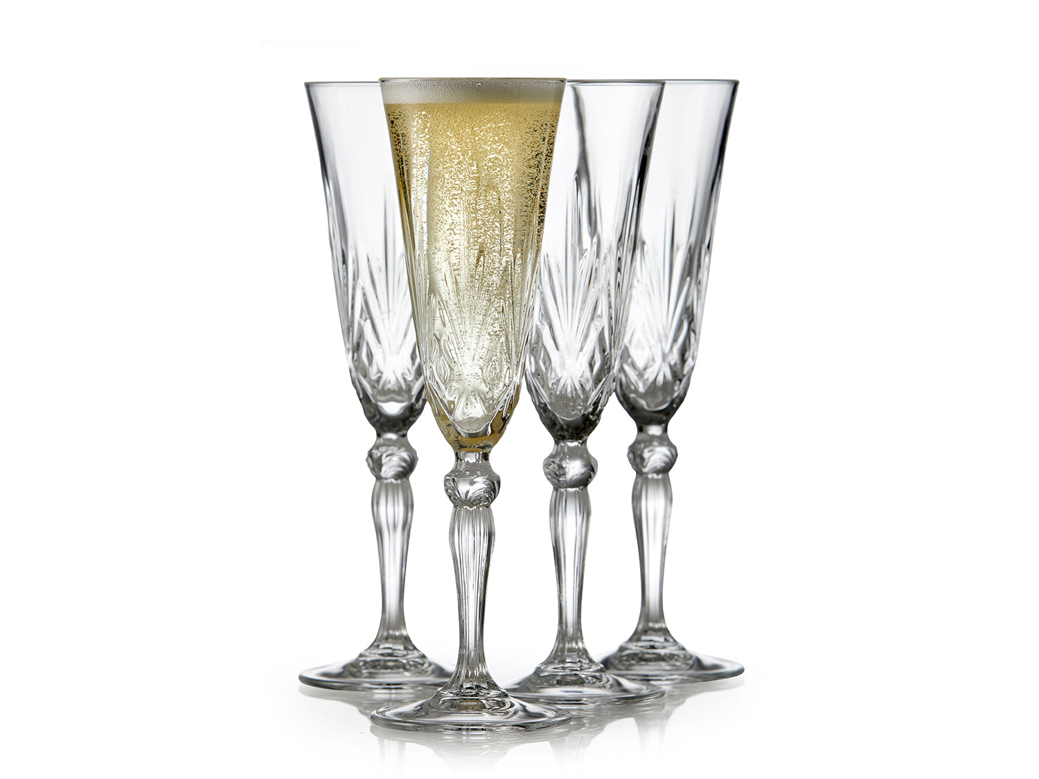 Set de 4 coupes à champagne MELODIA 16cl en cristal sans plomb Transparent Lyngby Glas - Mathon - 1