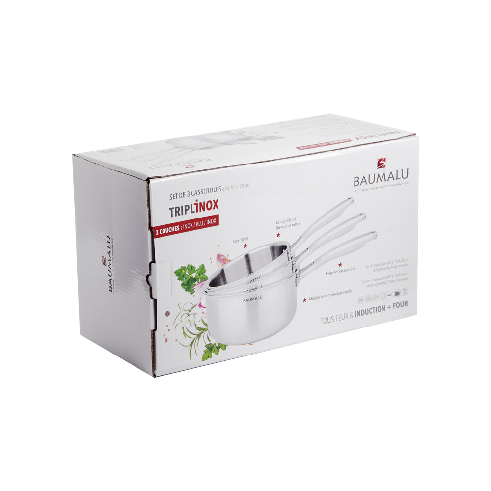 Lot de 3 casseroles Tripli 16/18/20 cm Baumalu - Mathon - 3