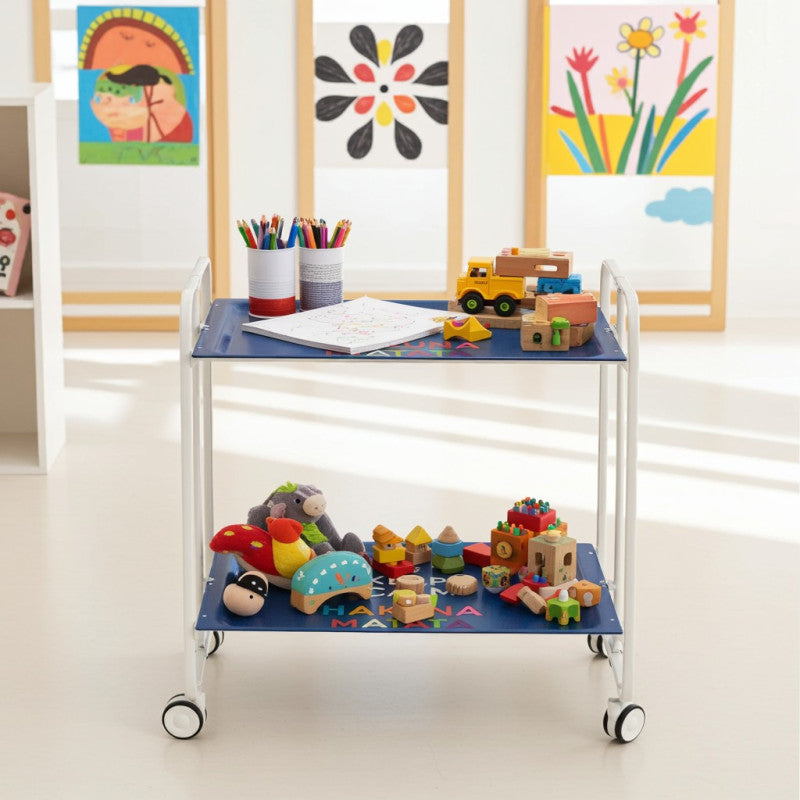 Desserte pliante 2 niveaux avec roulettes – structure blanche, bauhaus Don Hierro - Mathon - 2