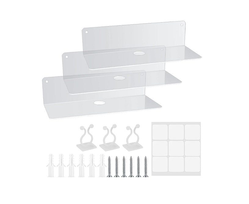 3 Étagères Murale sans Perçage transparente Vendos85 - Mathon