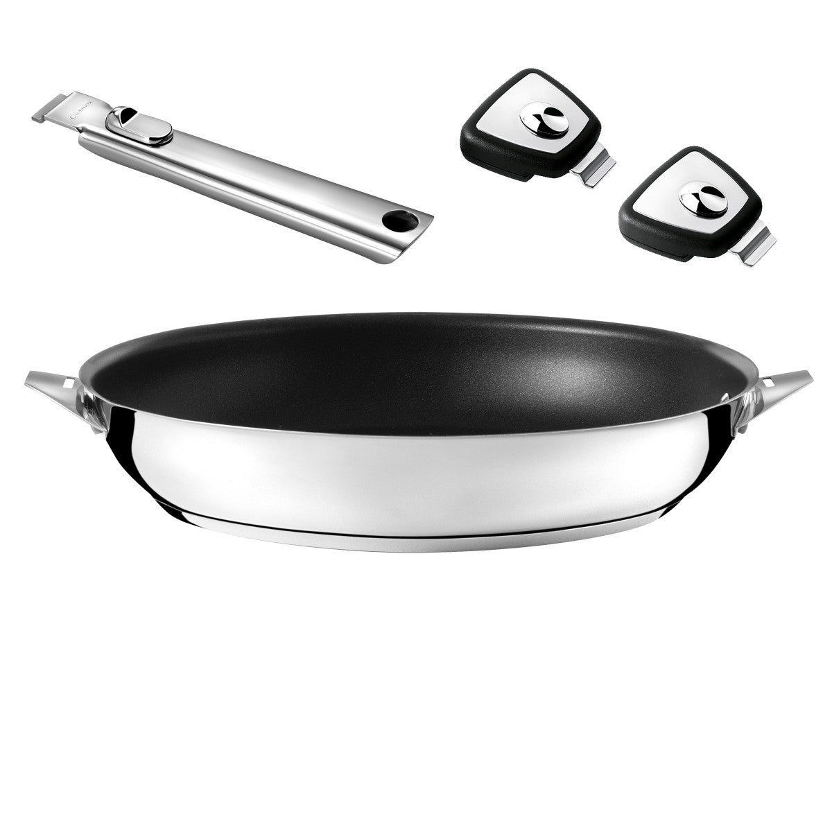 Eclipse - Set poêle 32 cm revêtement céramique avec poignée inox et anses amovibles Cuisinox - Mathon - 1