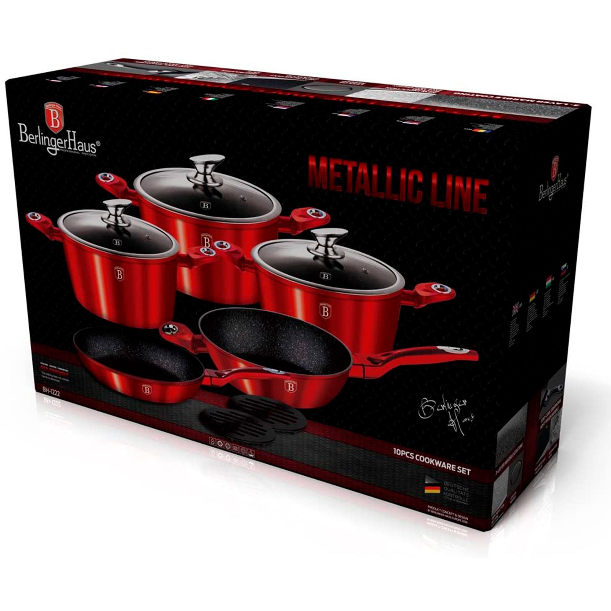 Batterie de Cuisine à Induction 10 Pièces Aluminium Antiadhésif sans PFOA  Rouge Burgundy AT-1222N - Mathon - 5