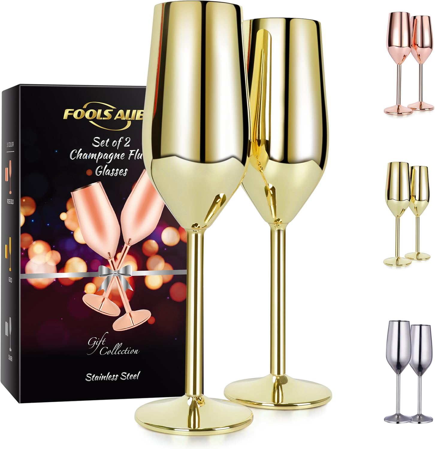 Flûtes à champagne inox 18/8 – durables et élégantes Vendos85 - Mathon