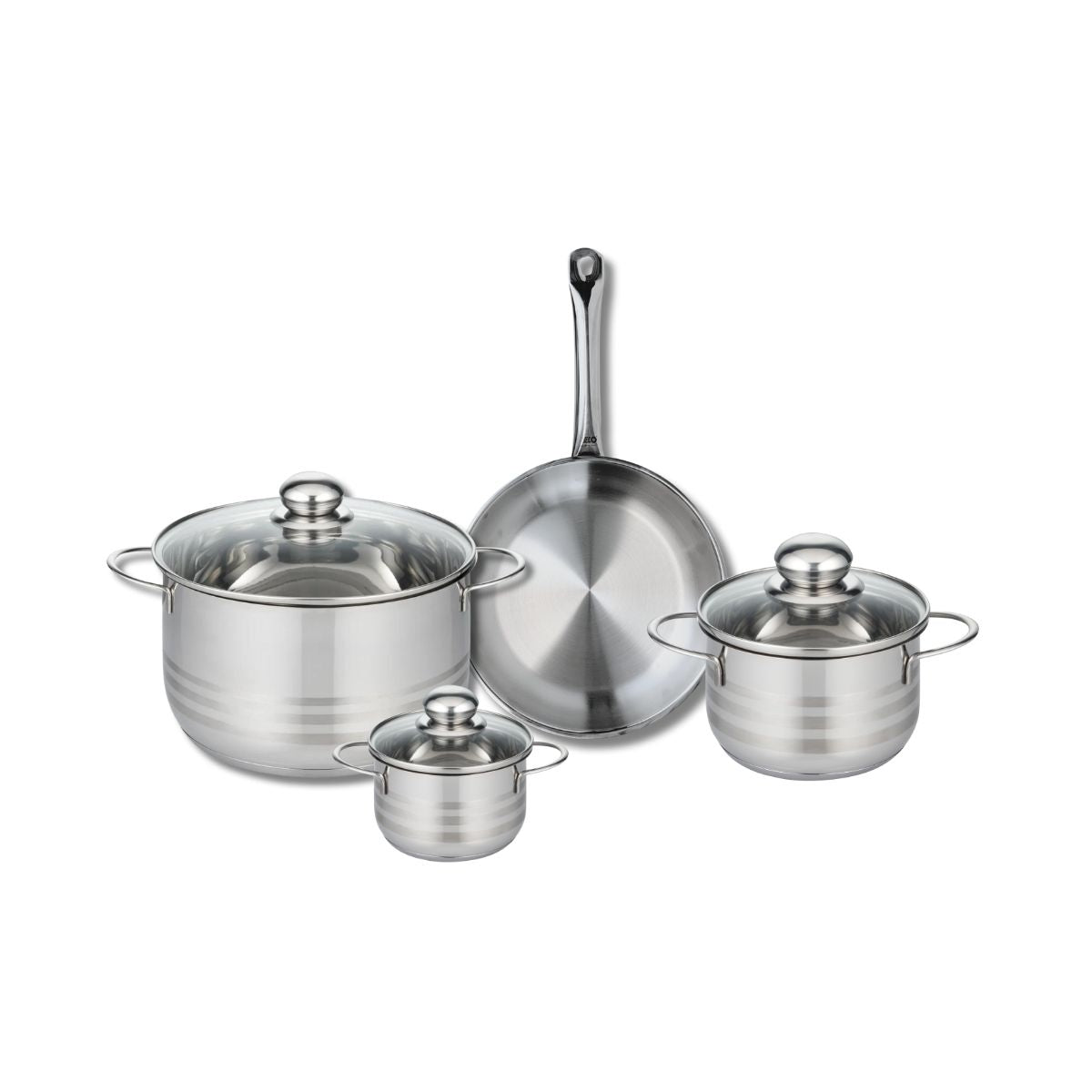 Ensemble de 1 Poêle de cuisson 24 cm et 3 faitouts 12, 16 et 24 cm  Profi Brillant Elo - Mathon - 1