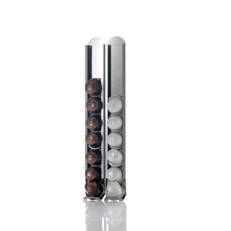 Lot de 2 supports muraux compatibles avec les capsules de café Nespresso, acier inoxydable, KAPSULAS Don Hierro - Mathon - 1