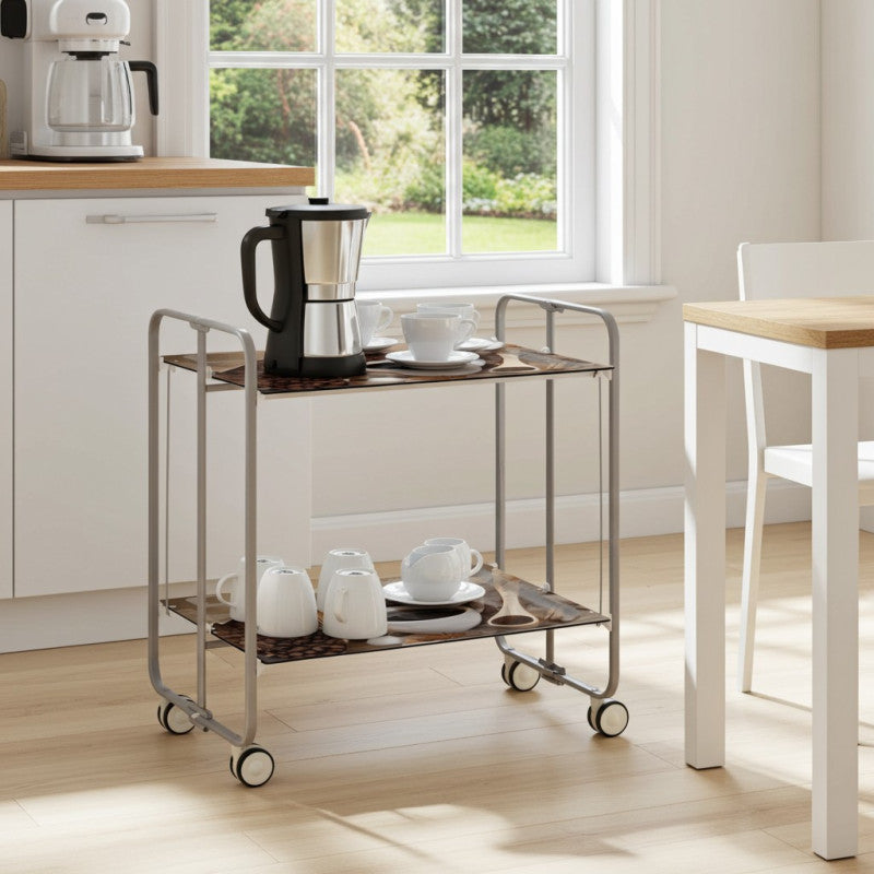 Desserte pliante bauhaus avec roulettes – structure grise, 2 niveaux, 4 positions Don Hierro - Mathon - 2