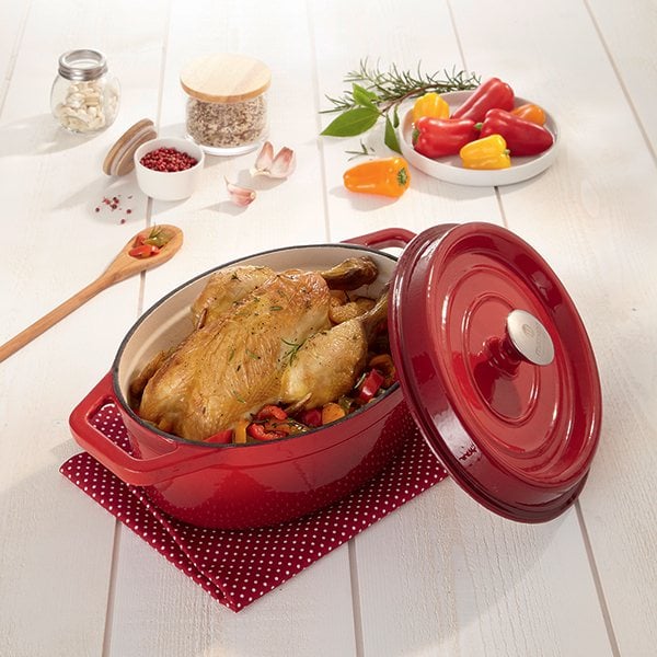 Cocotte en fonte ovale 29 cm 4 L rouge Mathon - Mathon - 2