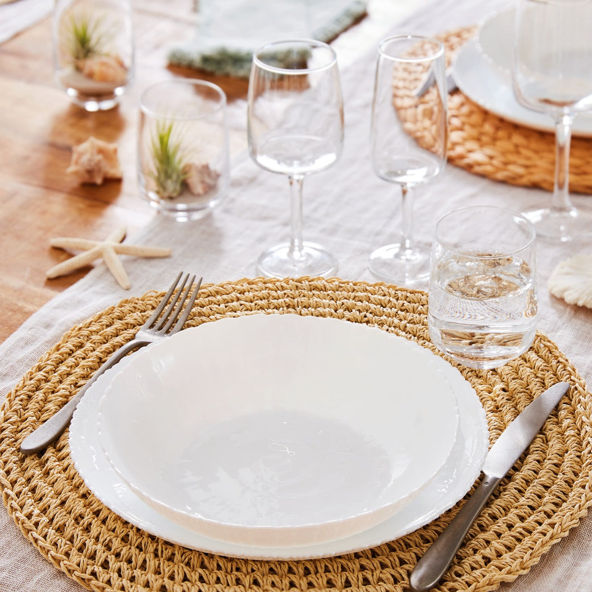 Assiette creuse blanche 21cm Ammonite  - Verre opale extra résistant Luminarc - Mathon - 2