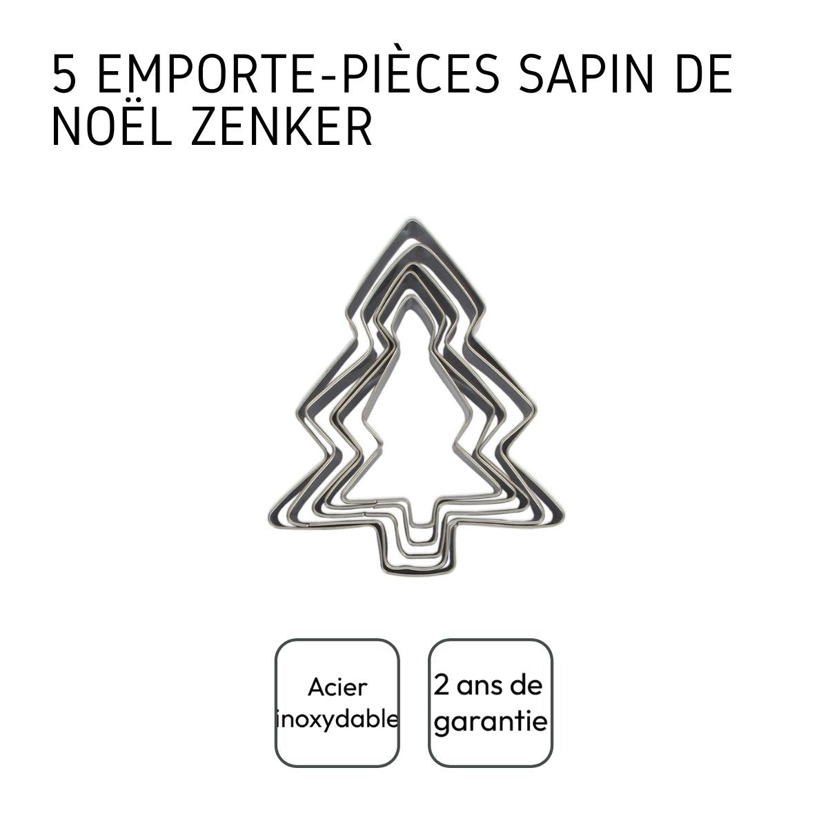 Lot de 5 emporte-pièces de Noël en forme de sapin Zenker Emporte-pièces Zenker - Mathon - 4