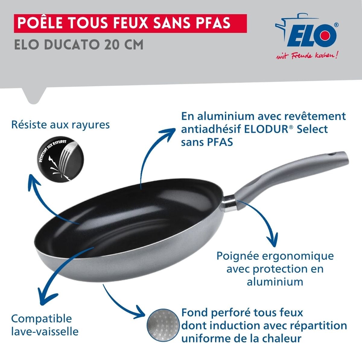 Poêle tous feux 20 cm sans PFAS  Ducato Elo - Mathon - 3