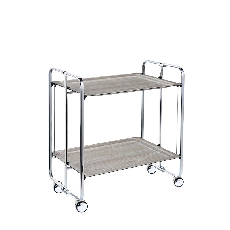 Desserte pliante 2 niveaux avec roulettes – structure chromée, bauhaus Don Hierro - Mathon - 1