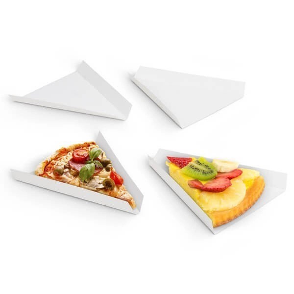 250Pcs - Assiette triangulaire carton blanc pour pizza ou tarte  175x27x27mm FirstPack - Mathon - 3