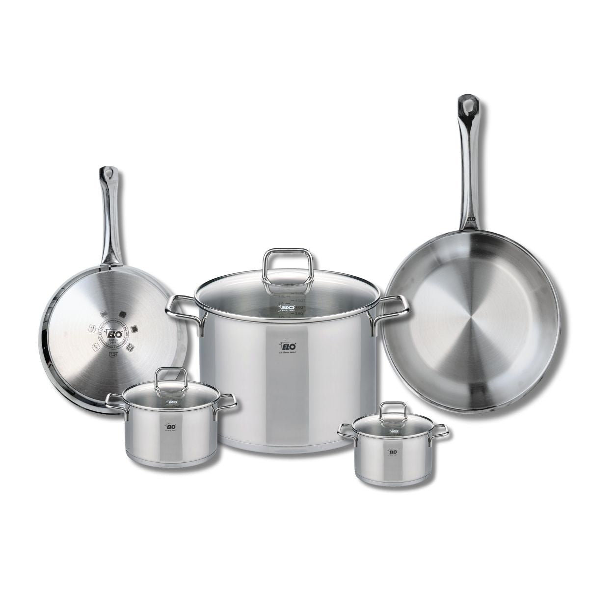 Set de 2 Poêles de cuisson 24 et 28 cm et 3 faitouts 12, 14 et 26 cm  Profi Citrin Elo - Mathon - 1