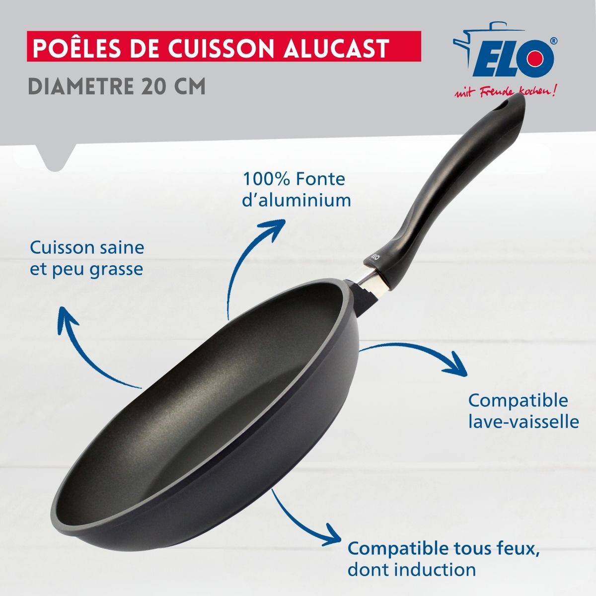 Poêle à frire 20 cm sans PFAS  Alucast Elo - Mathon - 3