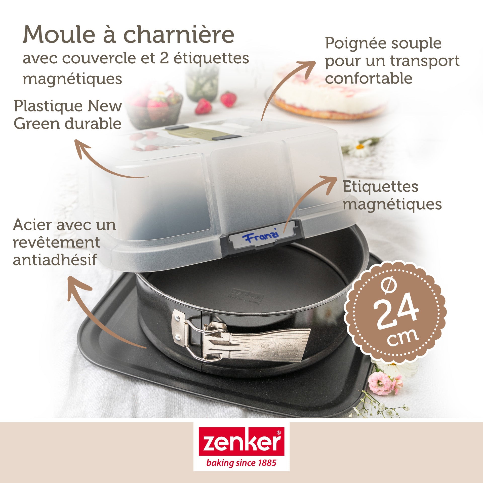 Moule à charnière rond 23 cm avec couvercle de transport Zenker Bake Click and Go Zenker - Mathon - 3