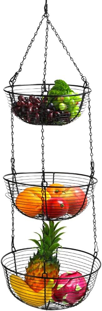 Panier Suspendu à Fruits 3 Niveaux – Métal Noir Vendos85 - Mathon