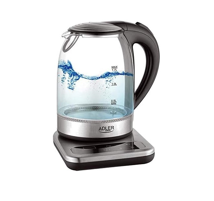 bouilloire électrique de 1,7L avec contrôle de la température 2000W transparent gris noir Adler - Mathon